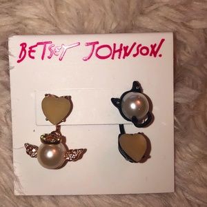Betsey Johnson Pearl Devil Angel Dangle Earrings